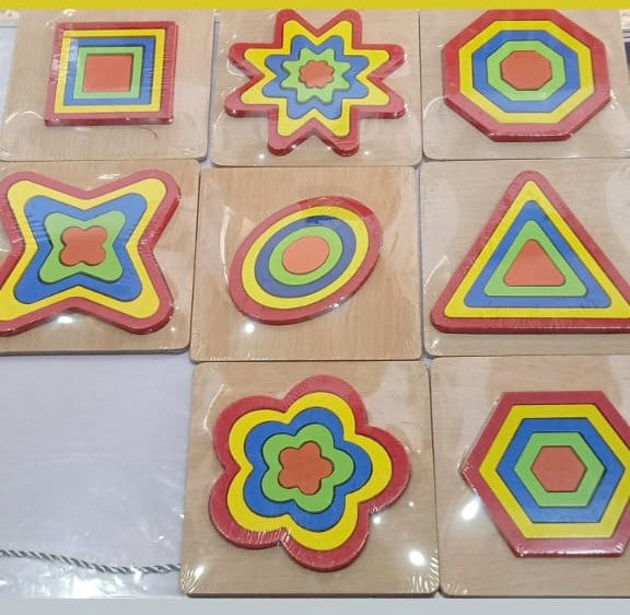 Wooden Geometric Shapes Montessori Puzzle