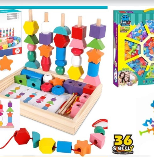 Wooden Beads Sequencing Toy Set